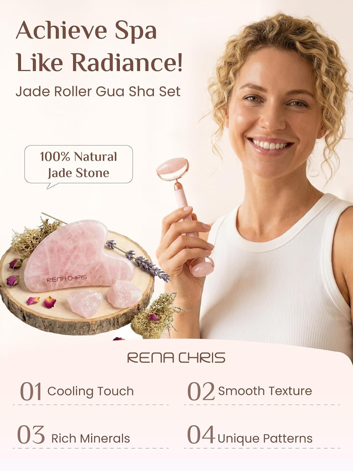 Rose Quartz Glow Ritual Set — Gua Sha & Facial Roller Duo