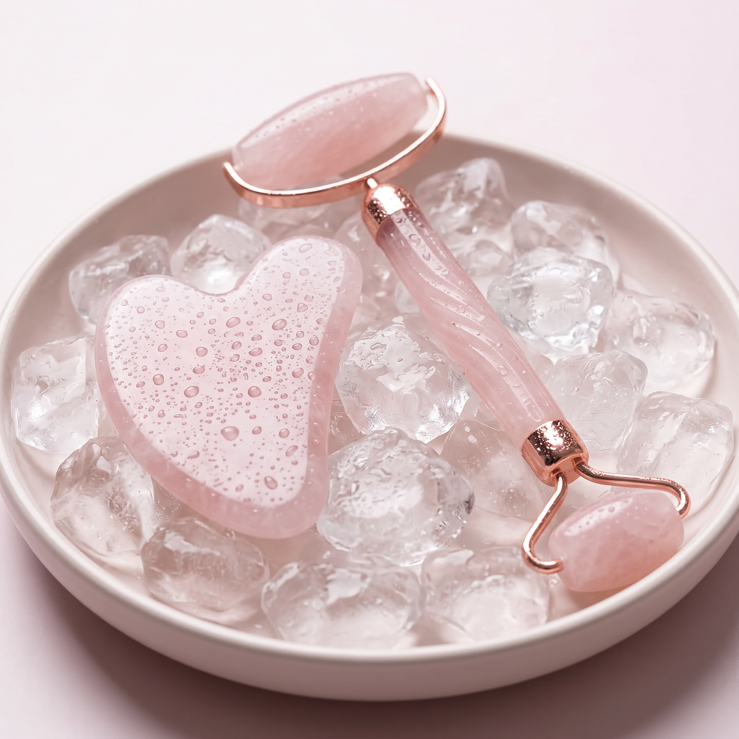 Rose Quartz Glow Ritual Set — Gua Sha & Facial Roller Duo
